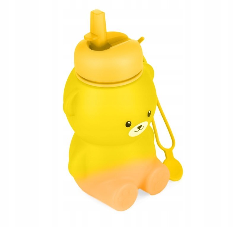 Kidnort Sticla de apa din silicon cu pai retractabil 600 ml Retter Gladje YellowOrange