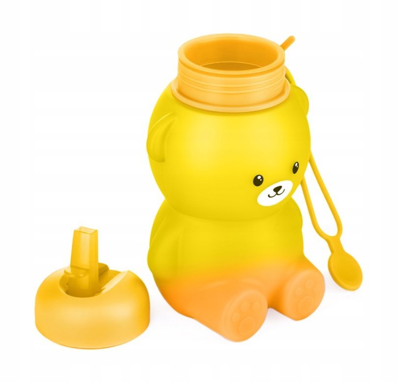 Kidnort Sticla de apa din silicon cu pai retractabil 600 ml Retter Gladje YellowOrange