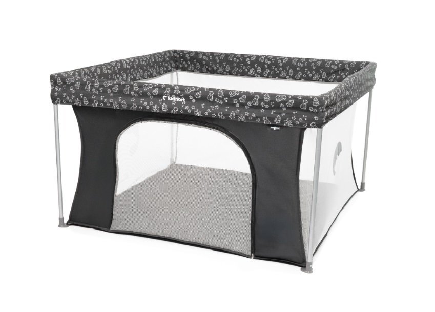 Kidnort Tarc de joaca pentru copii Snoen Dark Grey pliabil design modern si sigur acces mare cu fermoar actionat din exterior husa depozitare inclusa dimensiune 126.5 x 74.5 cm