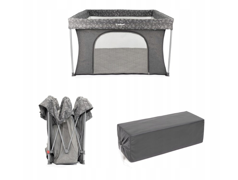 Kidnort Tarc de joaca pentru copii Snoen Light Grey pliabil design modern si sigur acces mare cu fermoar actionat din exterior husa depozitare inclusa dimensiune 126.5 x 74.5 cm