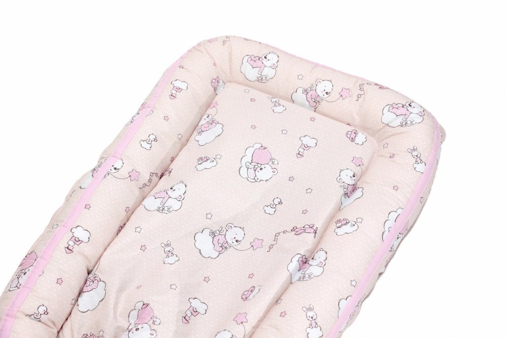 Kids Decor Baby Nest Ursuletul Martinica roz culcus bebelus pentru dormit reversibil multifunctional 100 x 60 cm