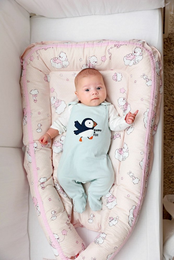 Kids Decor Baby Nest Ursuletul Martinica roz culcus bebelus pentru dormit reversibil multifunctional 100 x 60 cm