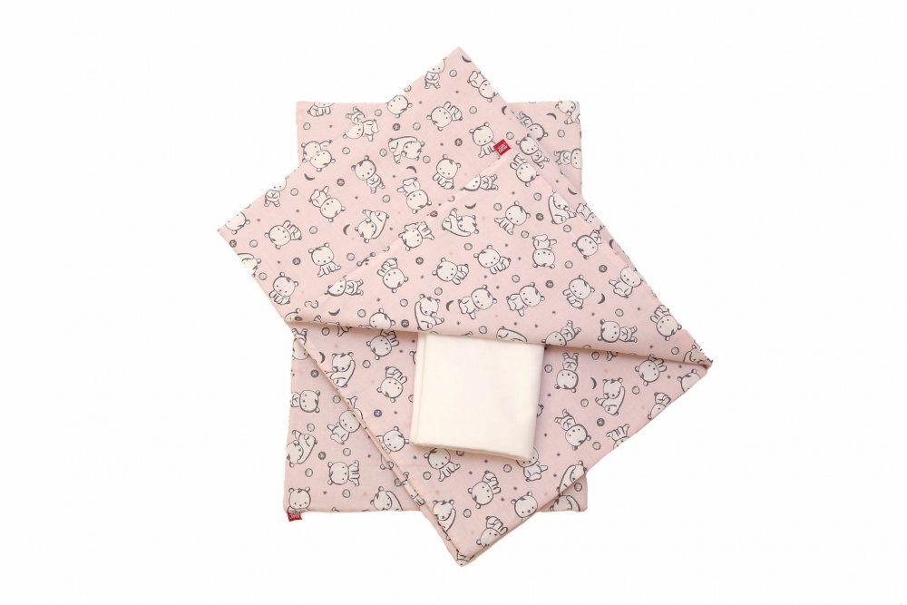 Kids Decor Lenjerie pat copii 3 piese Baby Bear roz KidsDecor din bumbac 70x110 cm 75x100 cm