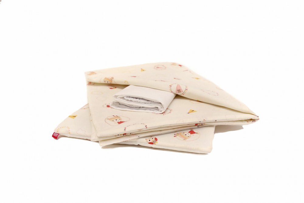 Kids Decor Lenjerie pat copii 4 piese Mici Indieni KidsDecor din bumbac 70x110 cm 100x135 cm