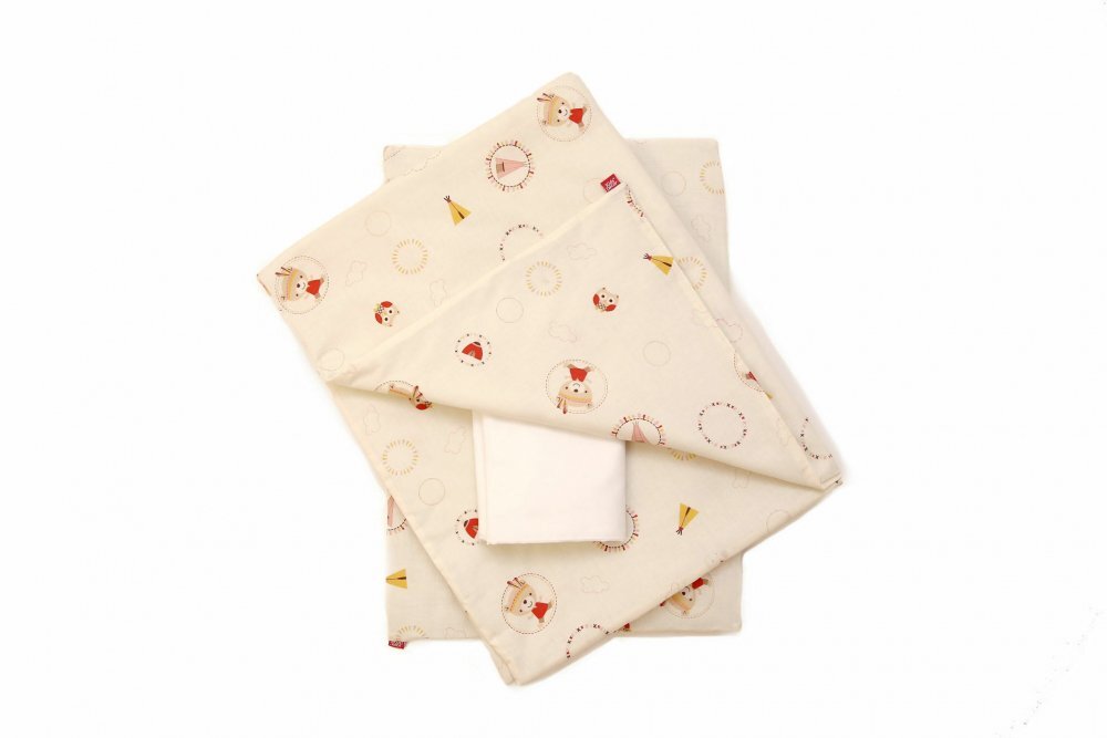 Kids Decor Lenjerie pat copii 4 piese Mici Indieni KidsDecor din bumbac 70x110 cm 100x135 cm