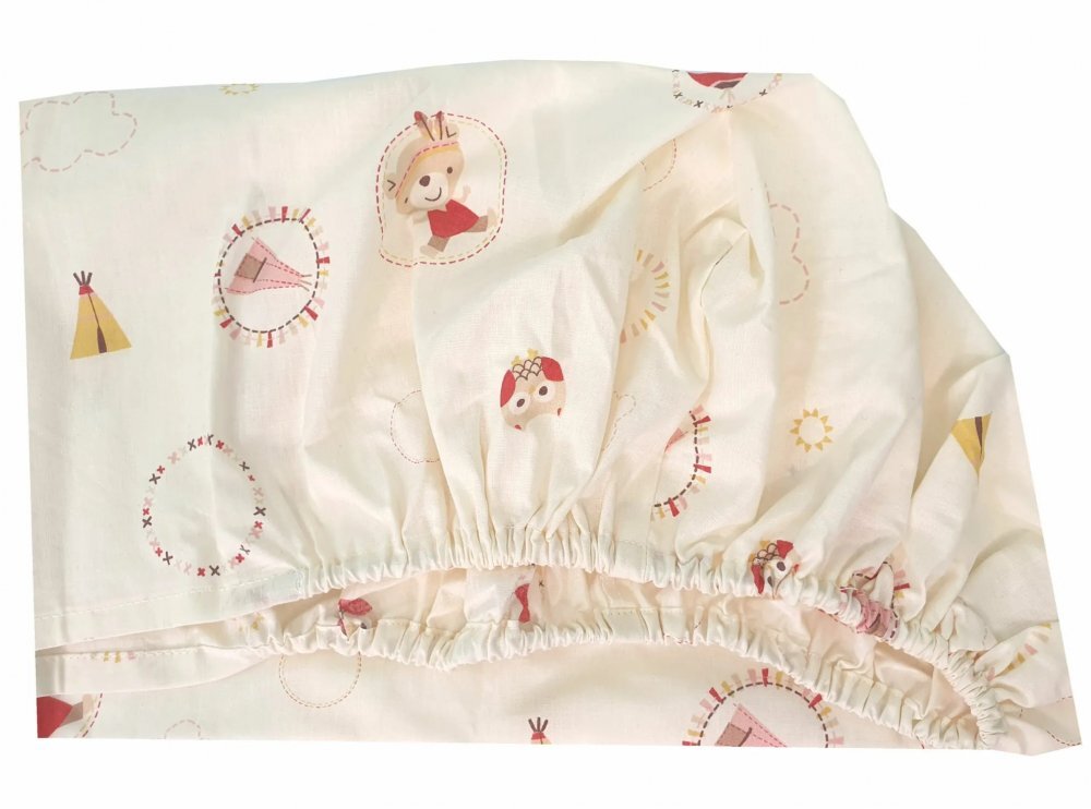 Kids Decor Set cearceafuri Mici indieni patut bebelus 60x85 cm cu elastic din bumbac