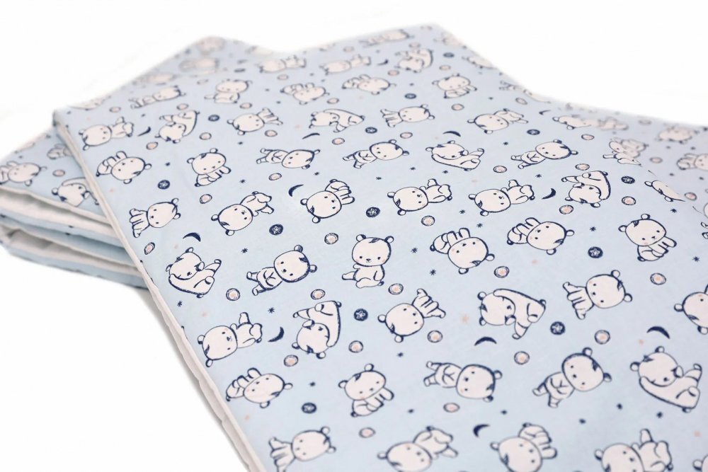 Kids Decor Set protectii patut din bumbac 60x120 cm Baby Bear albastru KidsDecor