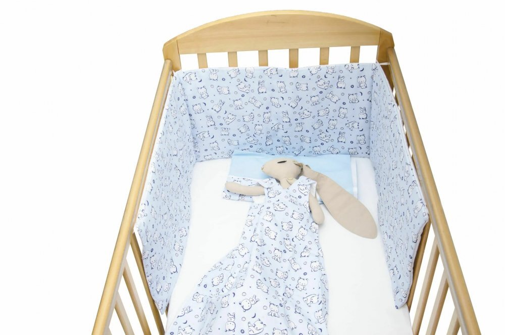 Kids Decor Set protectii patut din bumbac 60x120 cm Baby Bear albastru KidsDecor