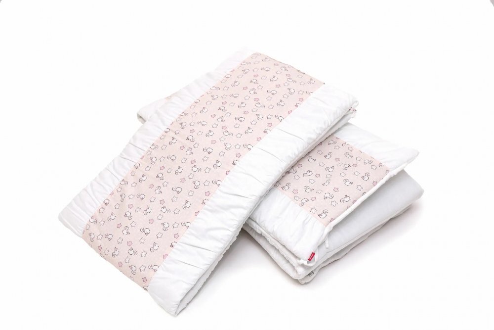Kids Decor Set protectii patut din bumbac KidsDecor Pink Ducks 60x120 cm