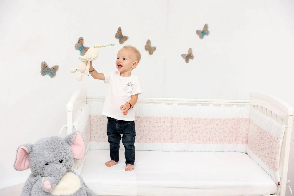 Kids Decor Set protectii patut din bumbac KidsDecor Pink Ducks 60x120 cm