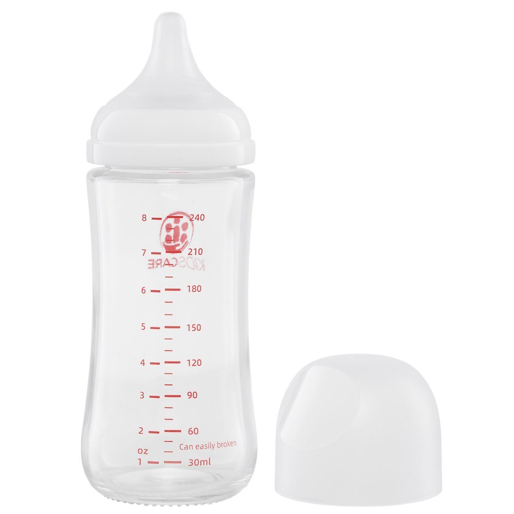 KidsCare Biberon din sticla borosilicat 240 ml cu tetina din silicon