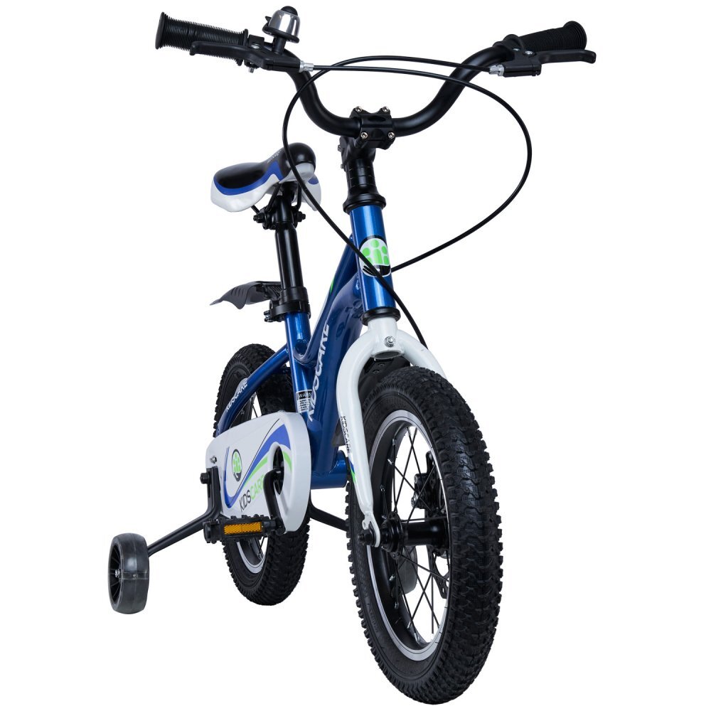 KidsCare Bicicleta pentru copii 2-4 ani HappyCycles 12 inch cu roti ajutatoare si frane pe disc albastru
