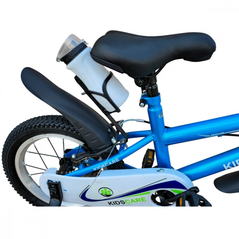 KidsCare Bicicleta pentru copii HappyBoy Albastra 12 inch cu roti ajutatoare frane de mana sticla inclusa 2-4 ani
