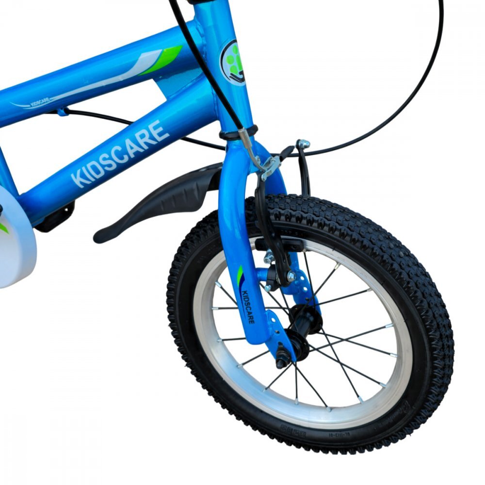 KidsCare Bicicleta pentru copii HappyBoy Albastra 14 inch cu roti ajutatoare frane de mana sticla inclusa 3-6 ani