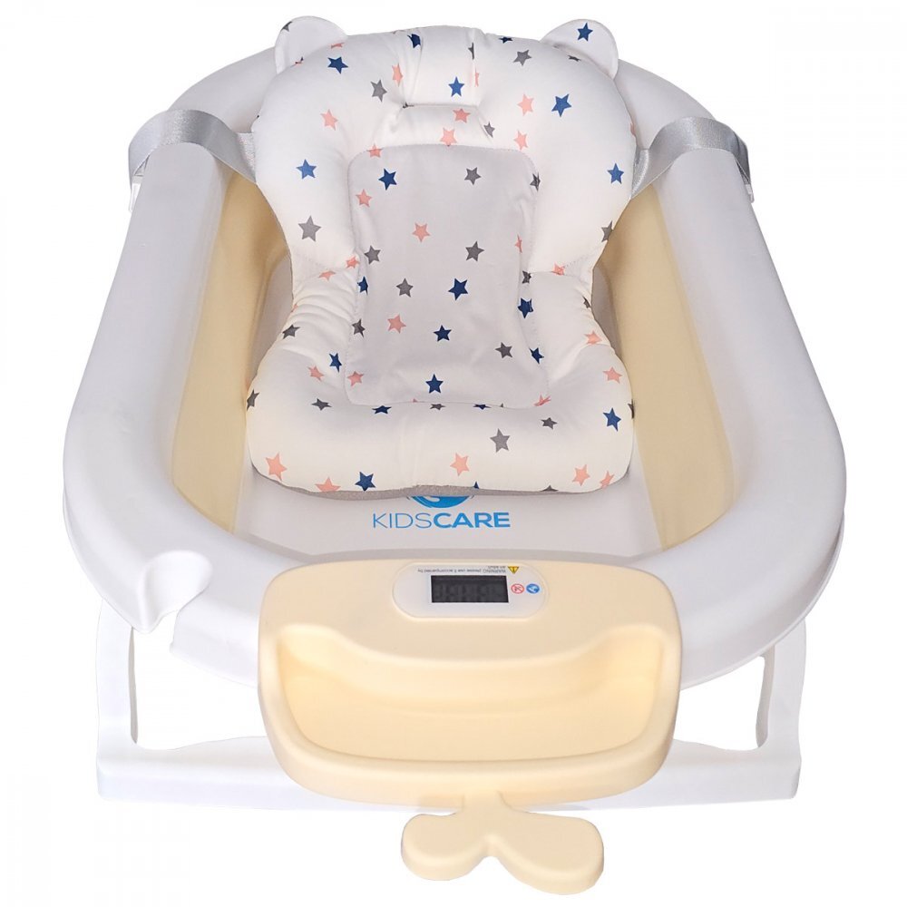 KidsCare Cadita pliabila Bej cu termometru perna reductor jucarii protectie cap cana pliabila