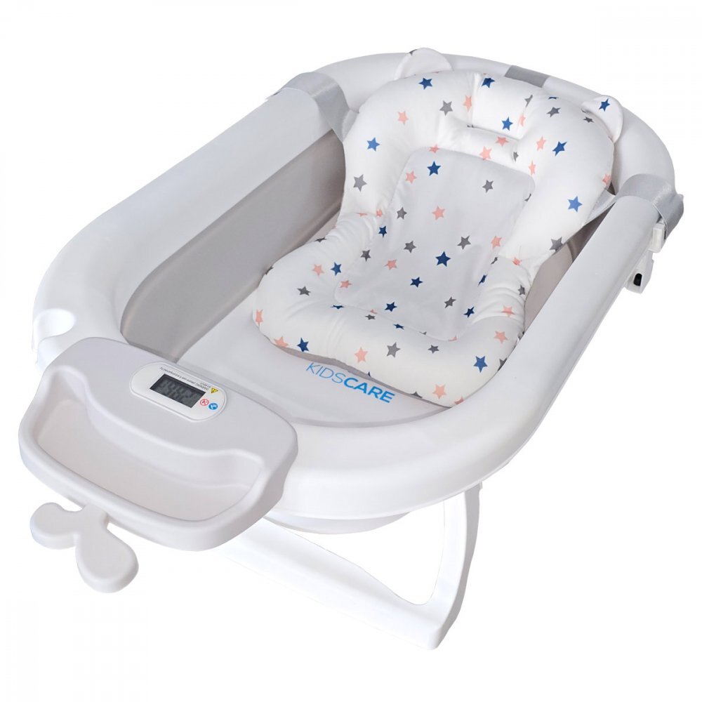 KidsCare Cadita pliabila Gri cu suport metalic termometru perna reductor jucarii protectie cap cana pliabila