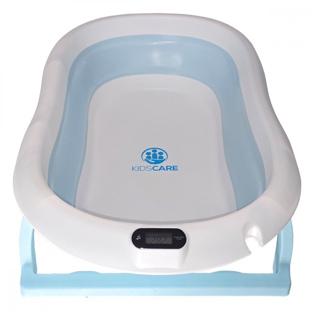 KidsCare Cadita pliabila pentru bebelusi Albastra cu termometru perna reductor jucarii protectie cap cana pliabila