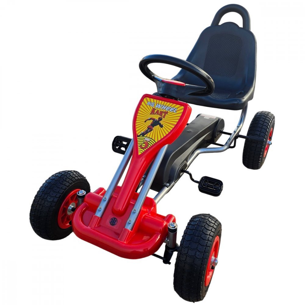 KidsCare Kart cu pedale pentru copii A05 rosu 3-6 ani roti gonflabile