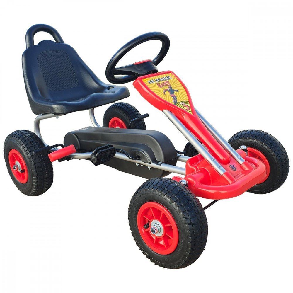 KidsCare Kart cu pedale pentru copii A05 rosu 3-6 ani roti gonflabile