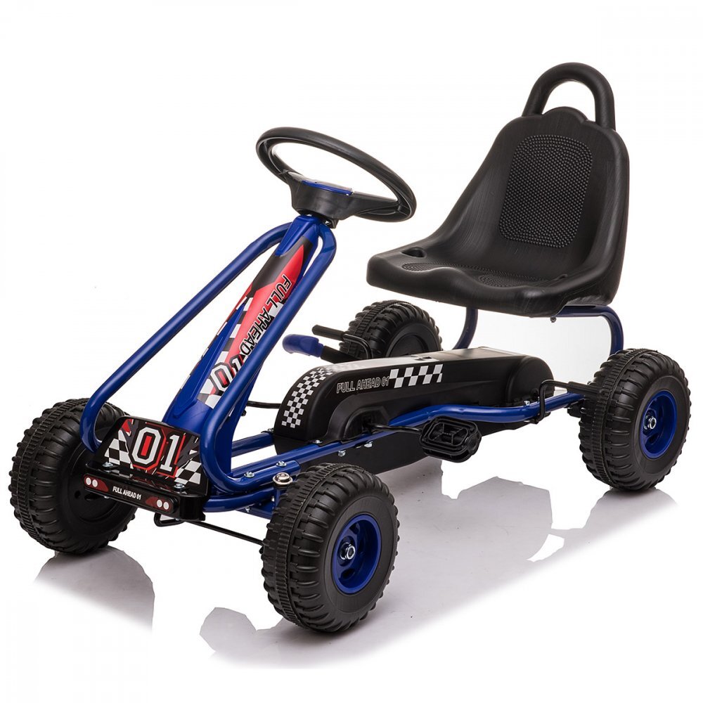 KidsCare Kart cu pedale pentru copii G201 albastru 3-6 ani scaun reglabil