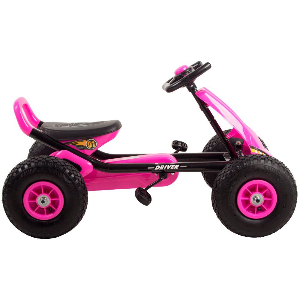 KidsCare Kart cu pedale si roti gonflabile Driver roz