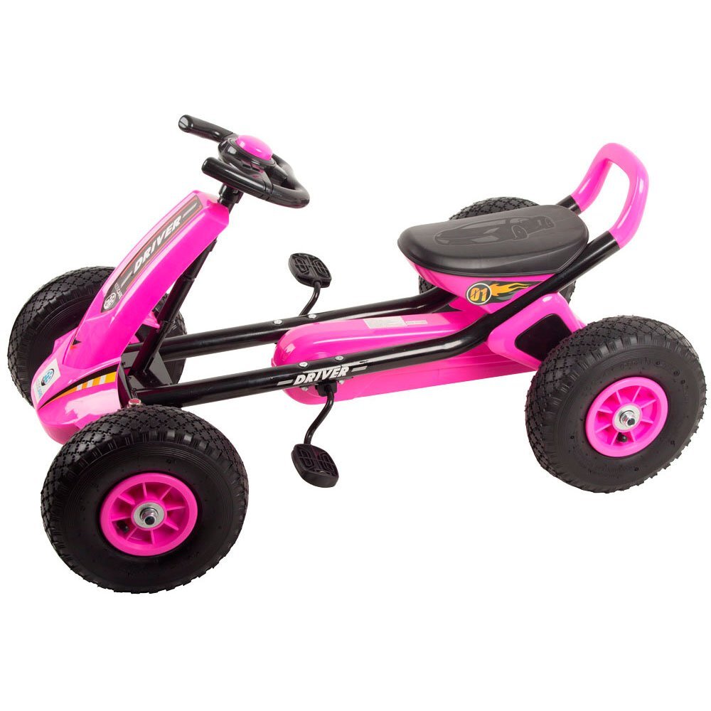 KidsCare Kart cu pedale si roti gonflabile Driver roz