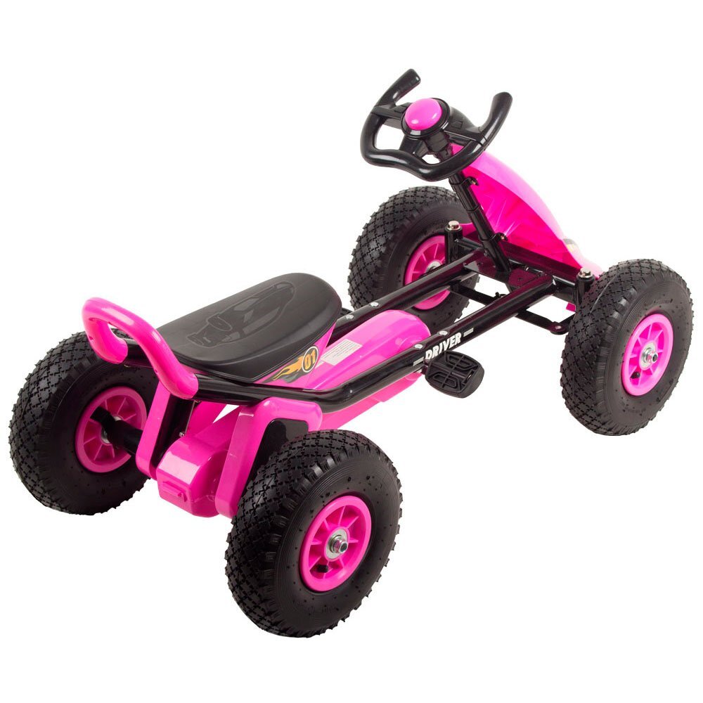 KidsCare Kart cu pedale si roti gonflabile Driver roz