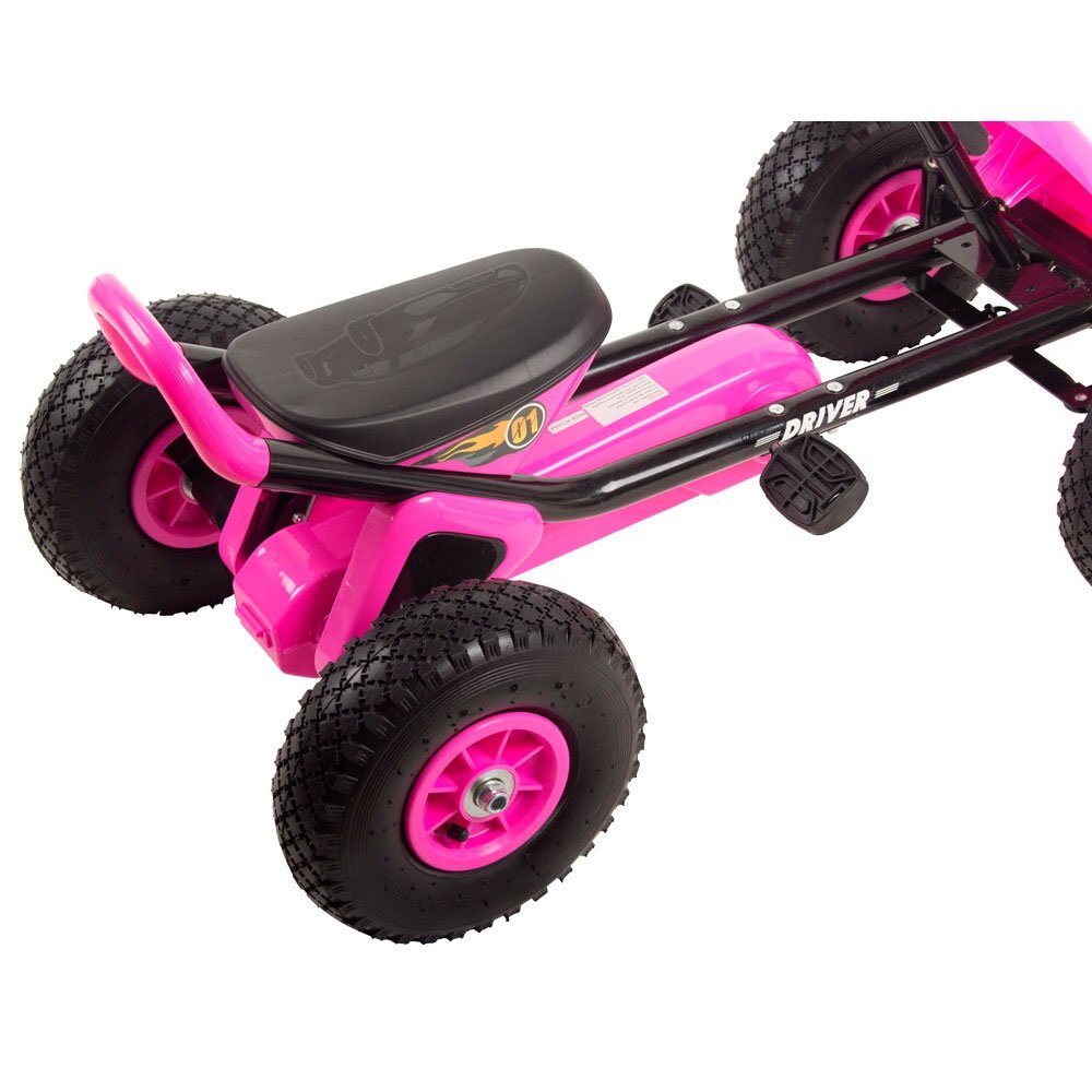 KidsCare Kart cu pedale si roti gonflabile Driver roz