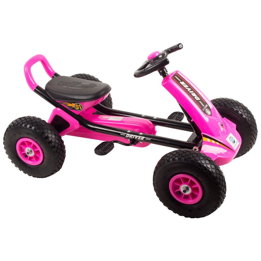 KidsCare Kart cu pedale si roti gonflabile Driver roz