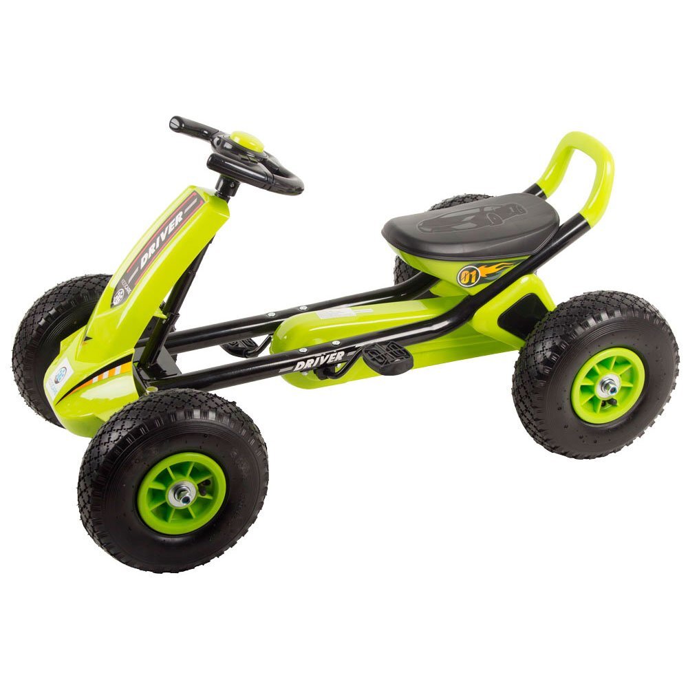 KidsCare Kart cu pedale si roti gonflabile Driver verde