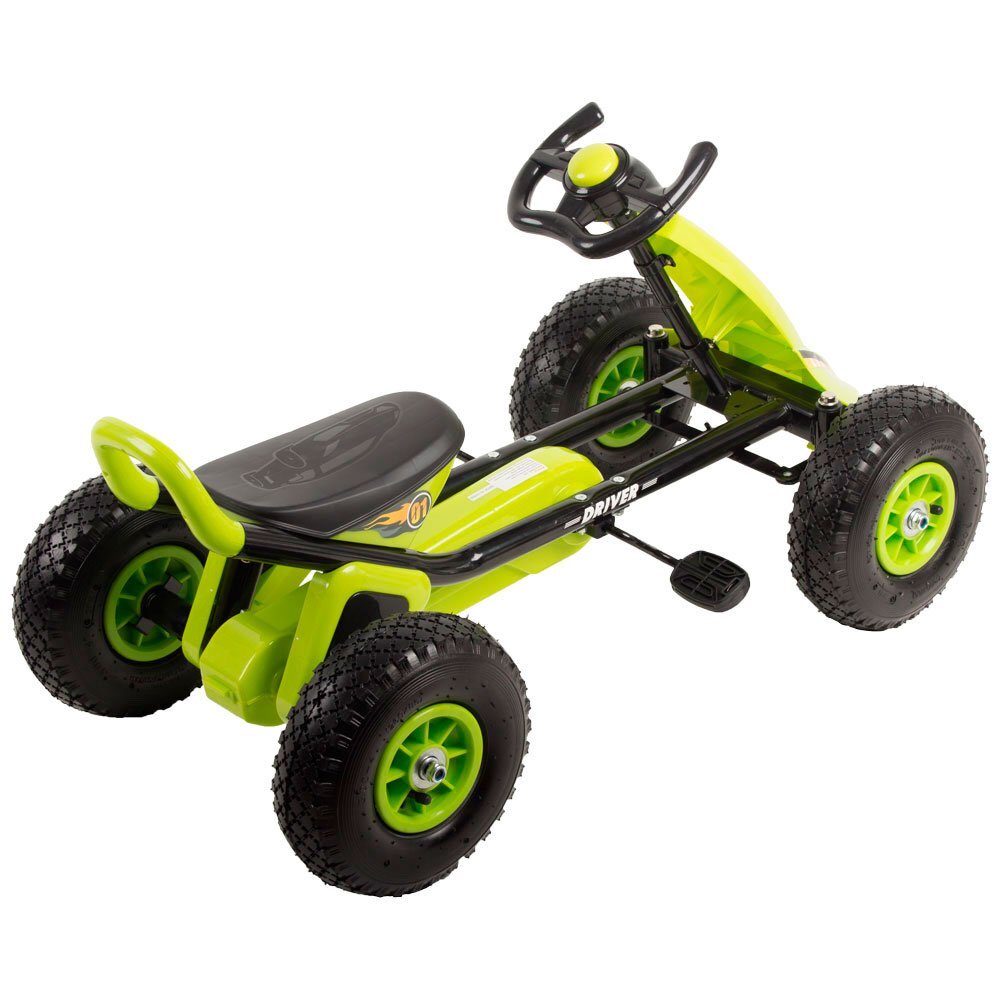 KidsCare Kart cu pedale si roti gonflabile Driver verde