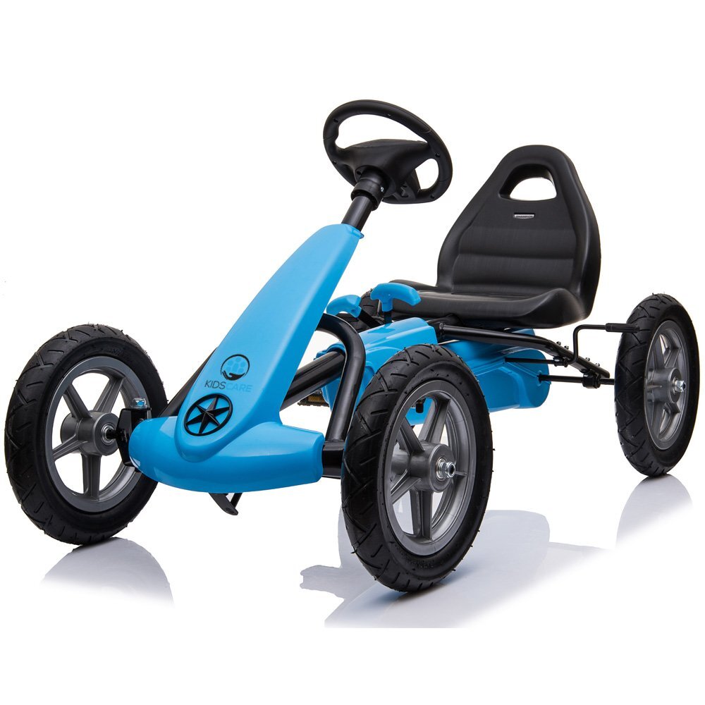 KidsCare Kart cu pedale si roti gonflabile Karera Albastru