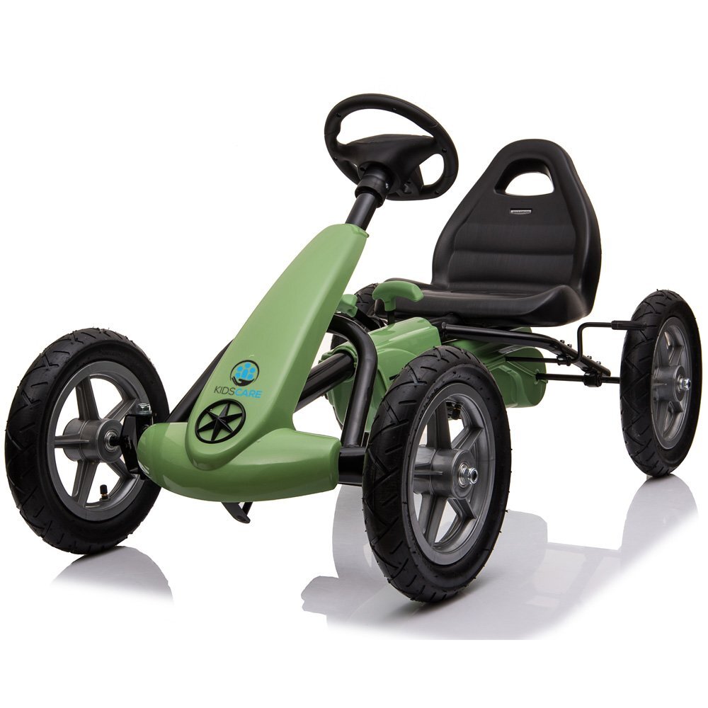 KidsCare Kart cu pedale si roti gonflabile Karera Verde