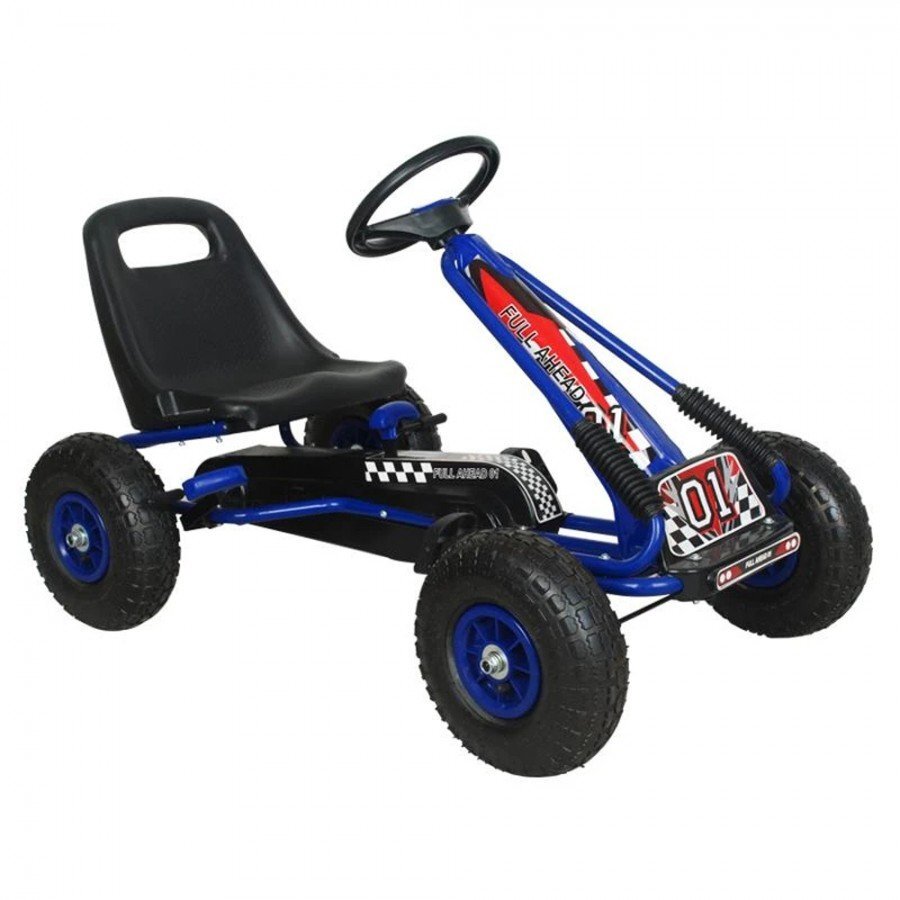 KidsCare Kart cu pedale volan si roti gonflabile Racer Air Albastru