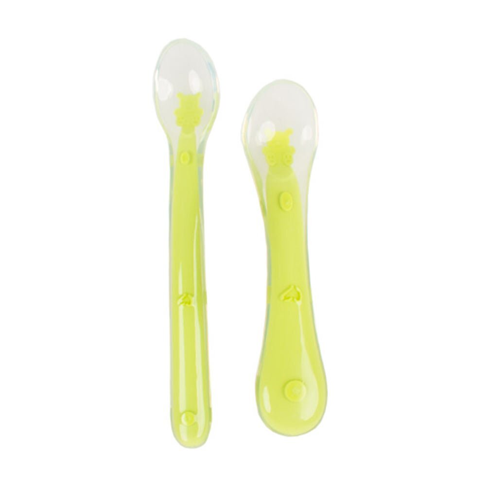 KidsCare Set 2 lingurite flexibile din silicon verde