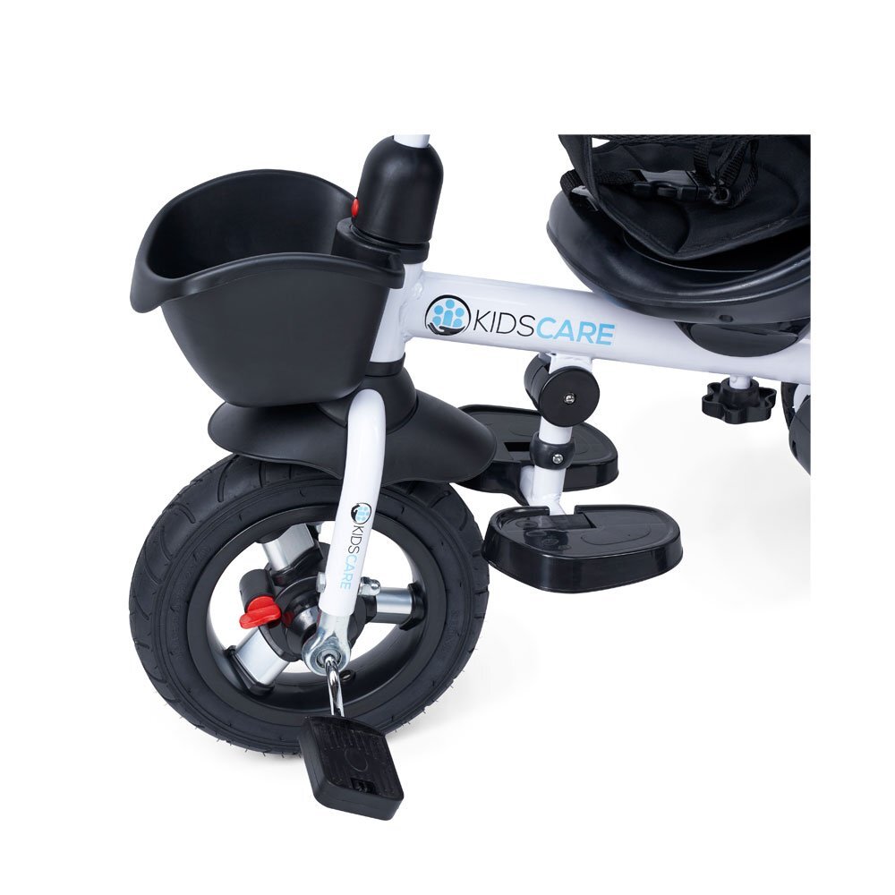 KidsCare Tricicleta pentru copii Davos Albastru pliabila scaun rotativ spatar reglabil pozitie somn maner reglabil pe inaltime suport pentru pahar