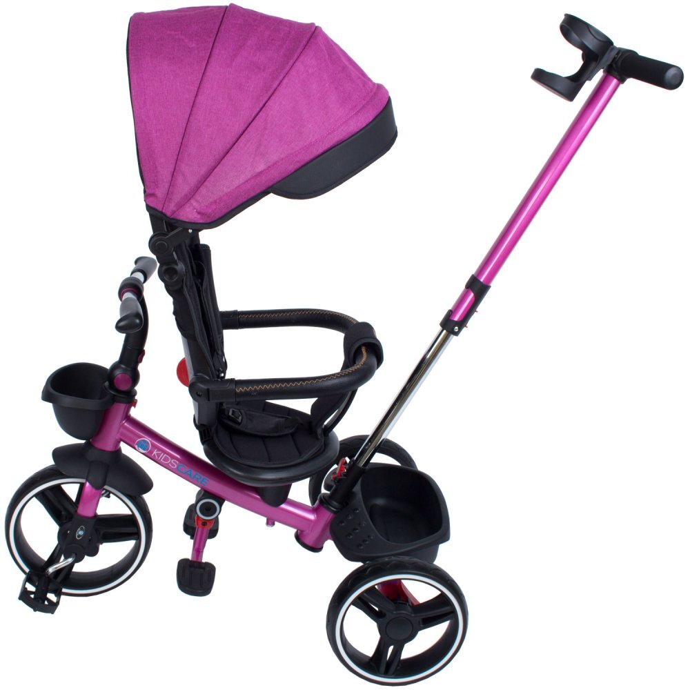 KidsCare Tricicleta pentru copii Impera Mov pliabila scaun rotativ copertina de soare maner pentru parinti roti din cauciuc dispozitiv de franare suport pentru pahar si cos depozitare jucarii