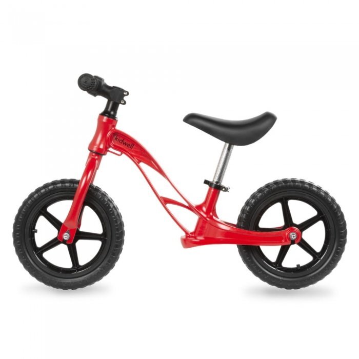 Kidwell Bicicleta copii fara pedale cu cadru din magneziu Rocky Red 12 inch cadru din magneziu scaun reglabil pe inaltime 31-42 cm roti cu rulmenti ABEC-9 anvelope mari EVA de la 2 ani greutatea maxima a copilului 35 kg