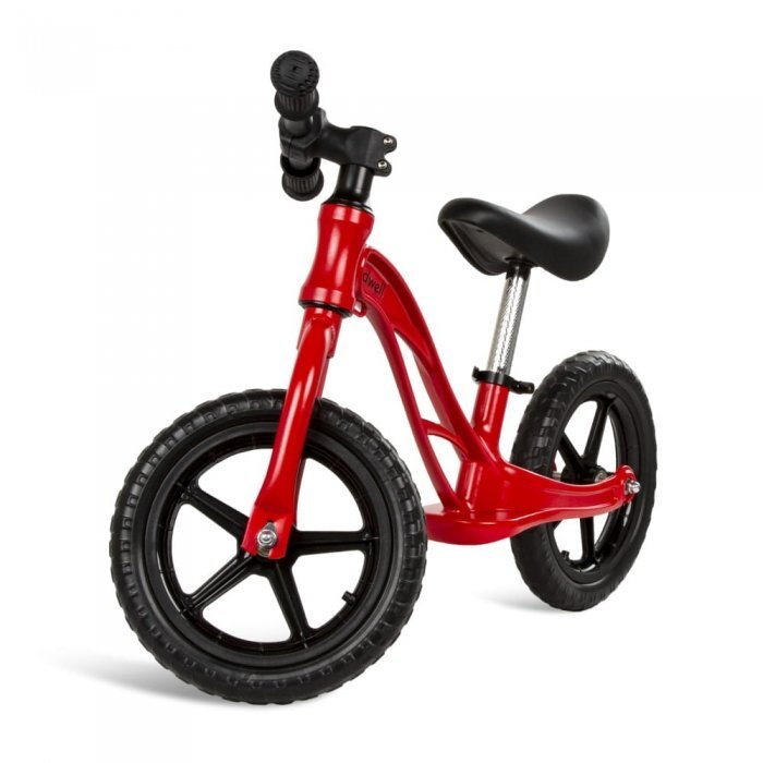 Kidwell Bicicleta copii fara pedale cu cadru din magneziu Rocky Red 12 inch cadru din magneziu scaun reglabil pe inaltime 31-42 cm roti cu rulmenti ABEC-9 anvelope mari EVA de la 2 ani greutatea maxima a copilului 35 kg