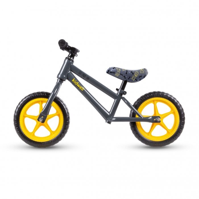 Kidwell Bicicleta copii fara pedale Mundo Dogs 12 inch cu roti din spuma EVA scaun reglabil pe inaltime 34-44 cm de la 3 ani inaltimea recomandata a copilului 80-120 cm