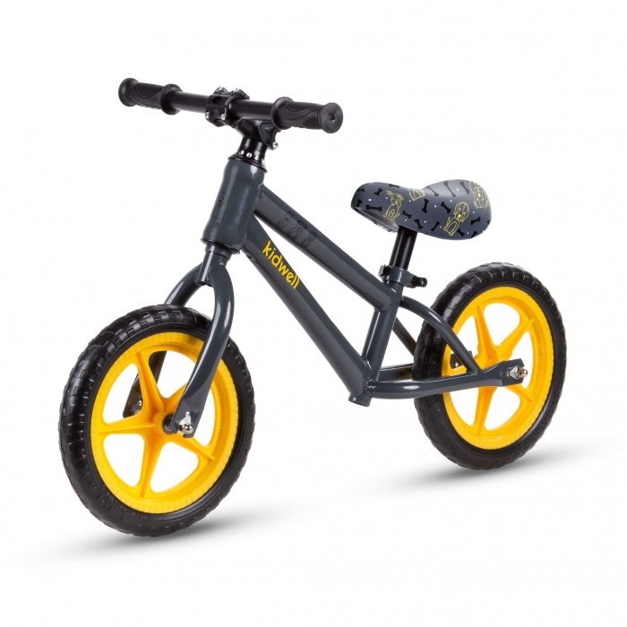 Kidwell Bicicleta copii fara pedale Mundo Dogs 12 inch cu roti din spuma EVA scaun reglabil pe inaltime 34-44 cm de la 3 ani inaltimea recomandata a copilului 80-120 cm