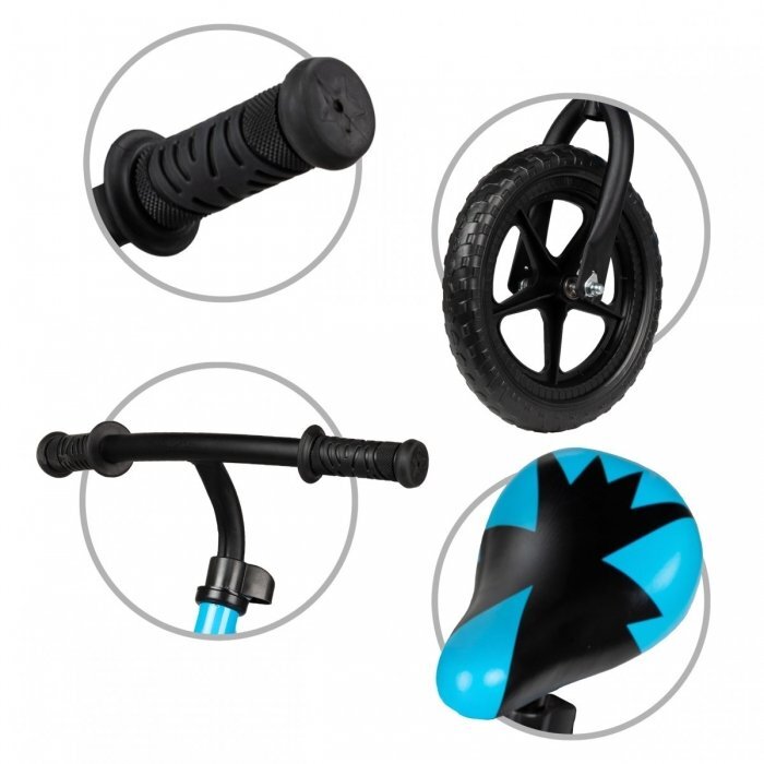 Kidwell Bicicleta copii fara pedale Rebel Blue 12 inch ghidon ajustabil pe inaltime greutate redusa roti spuma EVA scaun reglabil pe inaltime de la 2 ani
