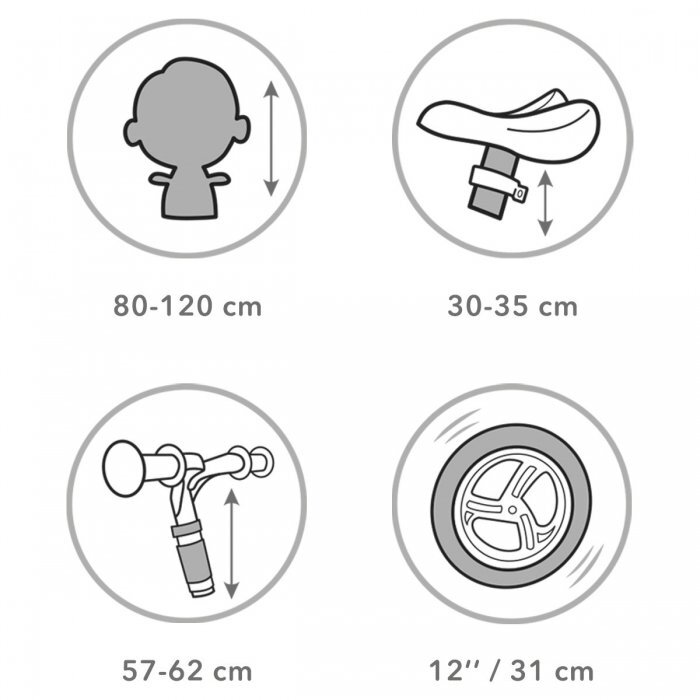 Kidwell Bicicleta copii fara pedale Rebel Mint 12 inch ghidon ajustabil pe inaltime greutate redusa roti spuma EVA scaun reglabil pe inaltime de la 2 ani