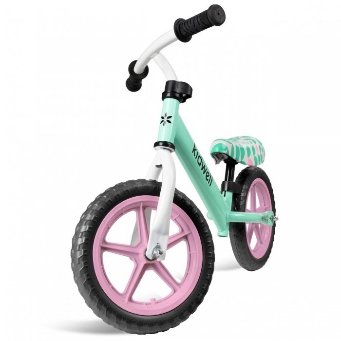 Kidwell Bicicleta copii fara pedale Rebel Mint 12 inch ghidon ajustabil pe inaltime greutate redusa roti spuma EVA scaun reglabil pe inaltime de la 2 ani