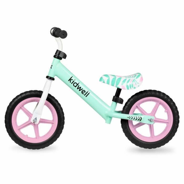 Kidwell Bicicleta copii fara pedale Rebel Mint 12 inch ghidon ajustabil pe inaltime greutate redusa roti spuma EVA scaun reglabil pe inaltime de la 2 ani