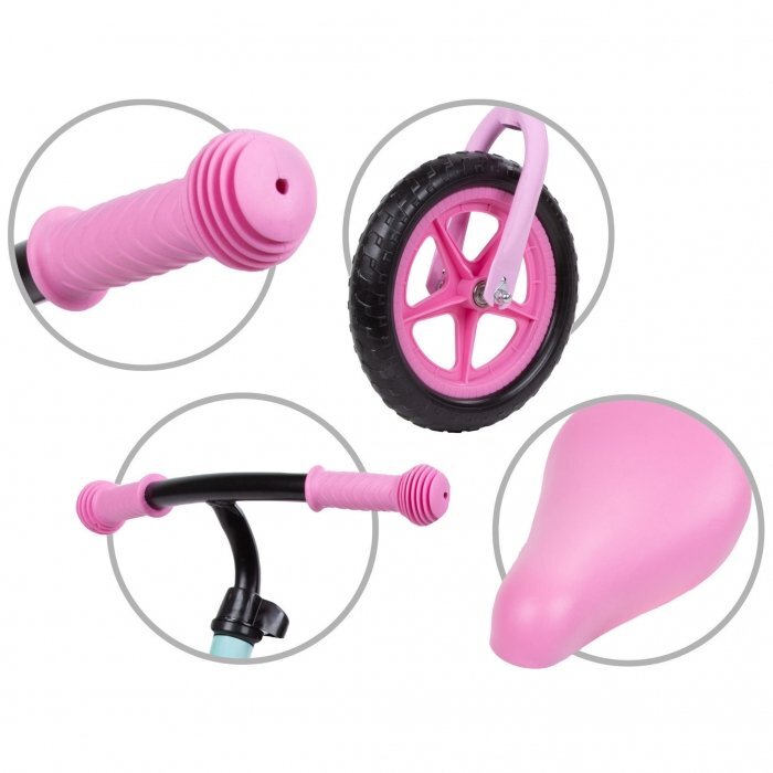 Kidwell Bicicleta copii fara pedale Rebel Ombre 12 inch varsta 3-4 ani ghidon cu cu inaltime reglabila roti late din cauciuc EVA scaun moale reglabil greutate mmaxima admisa 30 kg inaltimea 80-120 cm