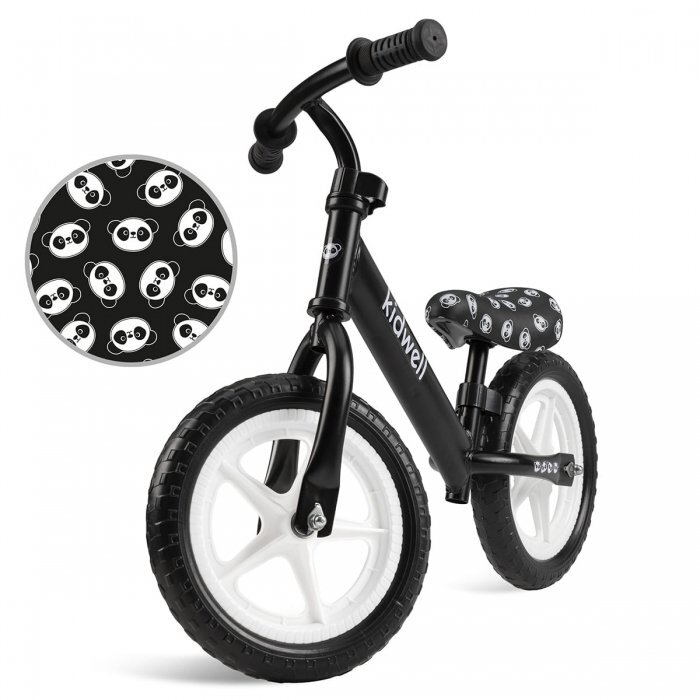 Kidwell Bicicleta copii fara pedale Rebel Panda 12 inch ghidon ajustabil pe inaltime greutate redusa roti spuma EVA scaun reglabil pe inaltime de la 2 ani