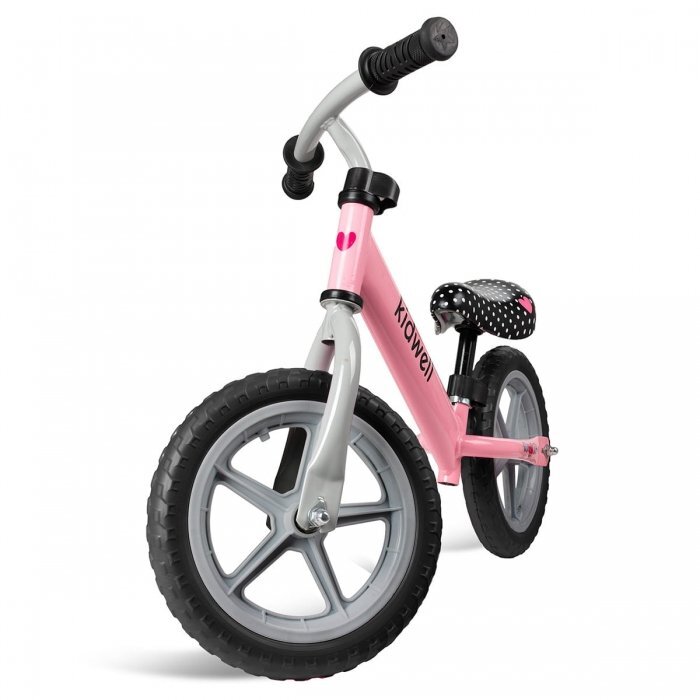Kidwell Bicicleta copii fara Pedale Rebel Pink 12 inch ghidon ajustabil pe inaltime greutate redusa roti spuma EVA scaun reglabil pe inaltime de la 2 ani