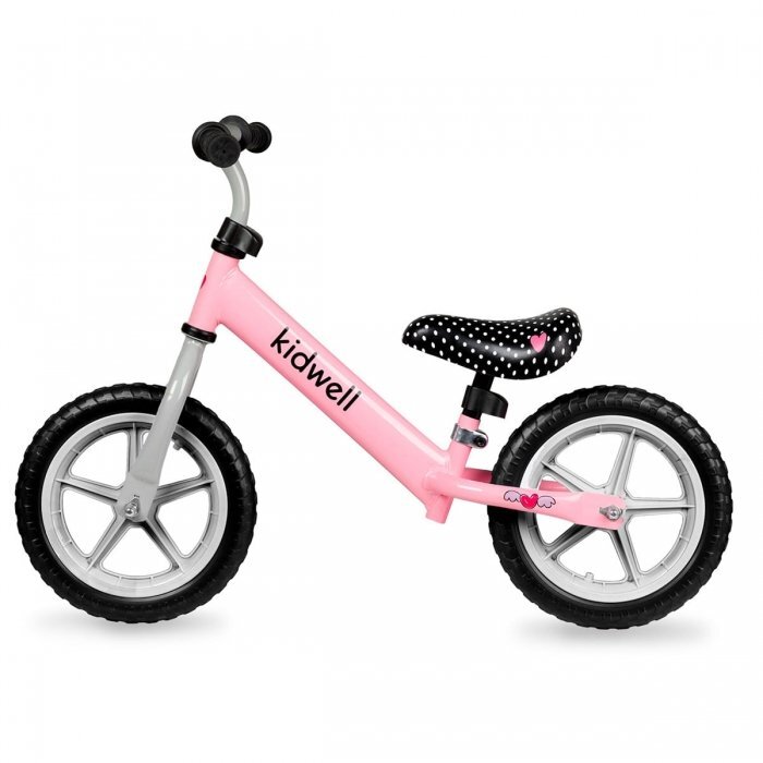 Kidwell Bicicleta copii fara Pedale Rebel Pink 12 inch ghidon ajustabil pe inaltime greutate redusa roti spuma EVA scaun reglabil pe inaltime de la 2 ani