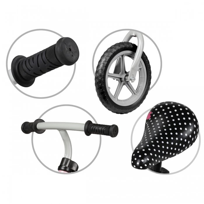 Kidwell Bicicleta copii fara Pedale Rebel Pink 12 inch ghidon ajustabil pe inaltime greutate redusa roti spuma EVA scaun reglabil pe inaltime de la 2 ani
